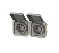 Legrand Prise double Plexo 2P+T composable étanche horizontale gris