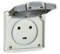 Prise de courant 20A 2P+T Plexo IP44 - Complet encastré - Gris Gris G