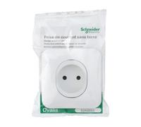 Prise encastrée double Schneider Electric S320559 2x2P+T 16A 230V Finition satinée Blanc