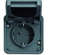 prise de courant 2p+t 16a schuko hager cubyko complète saillie grise