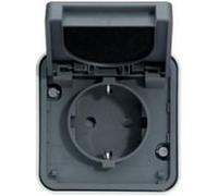 Prise De Courant 2P+T 16A Schuko Hager Cubyko Complète Saillie Grise G