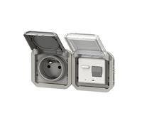 prise de courant - 2p+t - avec différentiel - horizontale - gris - composable - legrand plexo 069567l