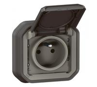 Prise de courant 2P+T complet encastré - anthracite - Plexo LEGRAND