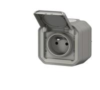 Prise de courant 2P+T LEGRAND étanche Plexo Gris 16A 250V~ IP55 IK08 livré complet pour fixation saillie