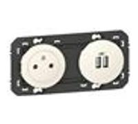 Legrand 600342 Prise de courant 2P+T Surface + chargeur 2 USB Type-A dooxie, 3A précâblés, finition blanc