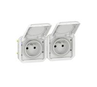 Prise de courant 2x2P+T horizontale Plexo composable blanc (069642L)
