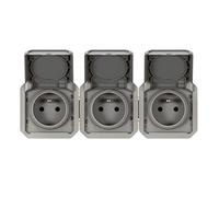 Triple prise 2P+T composable étanche horizontale - gris - Plexo LEGRAND