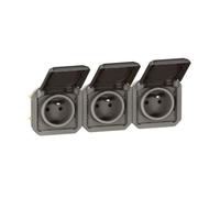 Legrand Prise triple 2P+T Plexo 069844L composable étanche horizontale anthracite