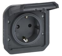 Prise de courant avec contact de protection, série Legrand Einsatz, modèle SL, boîtier EB, indice de protection IP44, résistance aux chocs IK 08, couleur anthracite, emballage de 10 pièces.