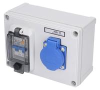 Prise de courant avec disjoncteur différentiel (RCD), boîtier en ABS, indice de protection IP54, pour intérieur et extérieur