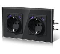 Prise de courant avec port USB-C 20 W, charge rapide, prise murale noire