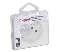 Legrand Prise de courant Céliane – 2P+T 16A, surface avec plaque, socle rétractable – Blanc