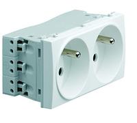 prise de courant bloc 2p+t double goulotte hager systo blanche