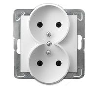 Prise de courant, contact de protection, 220-240 V, système M à 2 compartiments, interrupteur encastré blanc