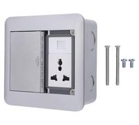 Prise de courant de bureau, prise à 3 pôles et connexion réseau, double porte, bloc multiprise encastré dans le sol, 4000 W, 16 A, argenté
