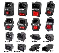 Prise de courant d'entrée ca IEC 320 C13 C14, 250V, 10a, fusible, lampe rouge, interrupteur à bascule, connecteur électrique mâle femelle rechargeable à 3 broches AC-04F