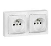Prise de courant double 2 poles - Legrand - 86078 - Blanc RAL 9010 - Intérieur - Electrique
