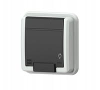 Elektro-Plast Prise encastrée AQUANT 2K 5041-70 – simple 2P+T IP55 gris avec rabat