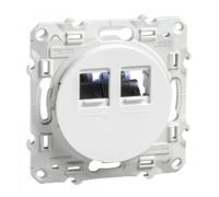 Prise de courant faible - 2XRJ45 Grade3 - Blanc - Odace SCHNEIDER