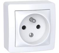 Schneider Electric - Alréa double prise de courant 2P + T connexion à vis, avec cadre saillie blanc P - ALB62472P