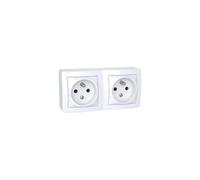 Schneider Electric - Alréa double prise de courant 2P + T connexion à vis, avec cadre saillie blanc P - ALB62472P