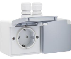 Prise De Courant Horizontale Double Étanche 16A 250V IP44 (Prise européenne) - 700-37836