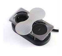 SOTECH Prise de Courant Intégrée carrée (1 x Port USB / 1 x Prise Schuko) | Finition Acier Inox avec Push to open Couvercle