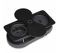 Prise de Courant Intégrée carrée (1 x Port USB / 1 x Prise Schuko) noir incl. Fiche avec Push to open