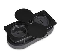 Prise de Courant Intégrée carrée (1 x Port USB / 1 x Prise Schuko) noir in iche avec Push to open Couvercle Pivotant