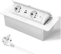 Prise de courant intégrée - PD20W - Chargeur rapide USB-C - Prise de courant de table - Bureau - Blanc