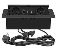 Prise de courant intégrée - Prise rétractable avec HDMI et LAN - Prise encastrée USB - Puissance de charge 20W - Adaptée pour bureau - Pour plan de travail