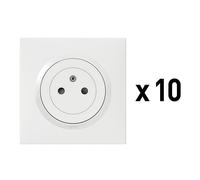 LEGRAND - Prise Electrique Murale 16A avec Terre dooxie Surface + Plaque Carrée - Prise 2P + T Affleurante avec Fond Rétractable - Blanc - Lot de 10