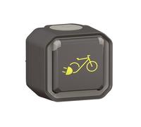 Prise de courant LEGRAND anthracite 2P+T 16A 230V~ pour recharge de vélos et 2 roues électriques plexo étanche complète saillie