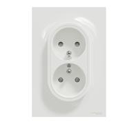 Schneider Electric - Odace prise de courant 2P+T double Blanc, à griffes spécial renovation, 1 poste - S521089