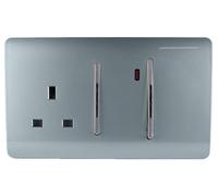 Prise de courant pour plaque de cuisson, grise, avec bouton-poussoir, en ABS, 1 pièce