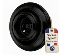 Prise de courant rétro encastrée en porcelaine, tout-en-un, série PR1 noir, type E, française