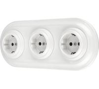 Prise de courant rétro encastrée en porcelaine, triple, tout-en-un, SET série PR1 blanc