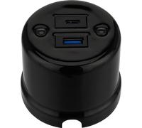 Prise de courant USB-A I USB-C double I QR1 noir