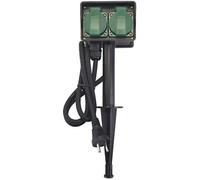 Prise de jardin - PEREL - EG2W - 2 prises double - Noir - Avec piquet de terre