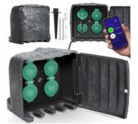 Prise de jardin WiFi - KESSER - 4 prises - Aspect pierre - Câble 3 m - Étanche IP44 - Températures -15°C à +40°C