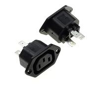 Prise de Panneau IEC, Bride Fixe - Noir, Paquet de 2 - Connecteur Femelle AC 250 V 10 A 320 C13, Module D'entrée 3 Broches, Prise d'alimentation Droite