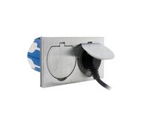 Prise de sol 16A 2P+T finition alu brossé - IP55 double -