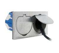 Prise de sol 16A 2P+T finition alu brossé - IP55 double - Zenitech G