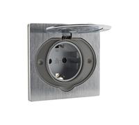 - Prise de sol 16A Schuko alu brossé - IP44 + boîte installation