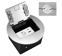 Prise de sol 4000 W/16 A, design plat, avec prises européennes et port USB-C, en acier inoxydable