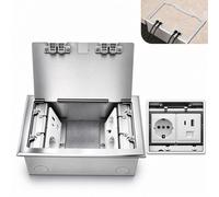 Prise de sol 4000W, 16A, 3 prises Schuko, ports USB-A/C, RJ45, en acier inoxydable