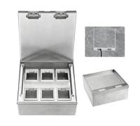 Prise de Sol en Acier Inoxydable, 4000W/16A Prise Encastrable étanche, Boîte de Prise Encastrée au Sol, Inserts Optionnels à Monter Soi-même,6 Compartiments, 200 * 200 mm