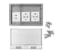 Prise de sol encastrée étanche en acier inoxydable - Prise plate 4 kW - 2 prises standard + 2 prises USB - Pour le marbre