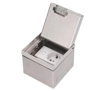 Prise de Sol Encastrée Inox avec Port RJ45 et Cache Marbre | Dissimulée pour bureau, boîtier PC ignifuge, joint étanche intégré, installation encastrée