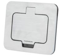 Protec - Prise de Sol Étanche Carrée Simple 16A 2P+T IP55 - Métal Brossé - Ouverture Clapet 128° avec Boîte d'Encastrement Incluse - Design Élégant - 1 Poste